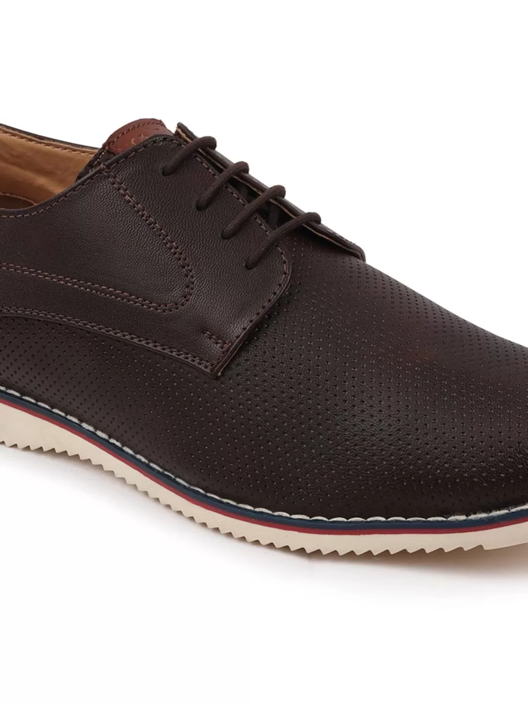 Men Brown Welted Casual Lace Up Shoes