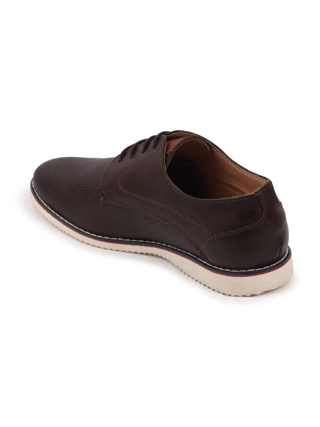 Men Brown Welted Casual Lace Up Shoes