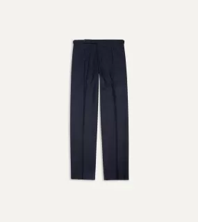 Navy Wool Flannel Single Pleat Trouser