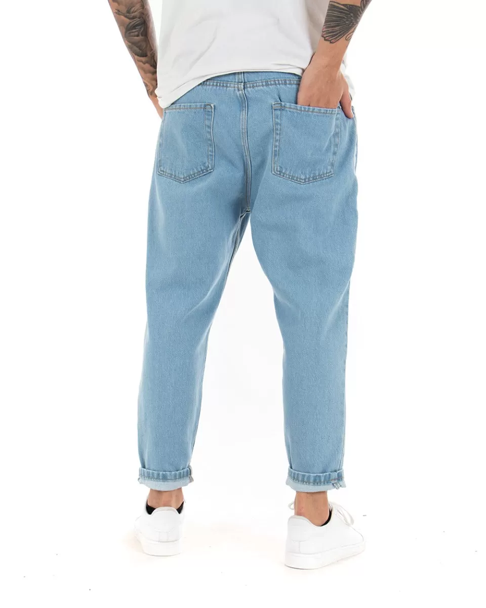 Pantaloni Jeans Uomo Loose Fit Denim Chiaro Basic Semplice Pantalaccio Casual GIOSAL-P4081A