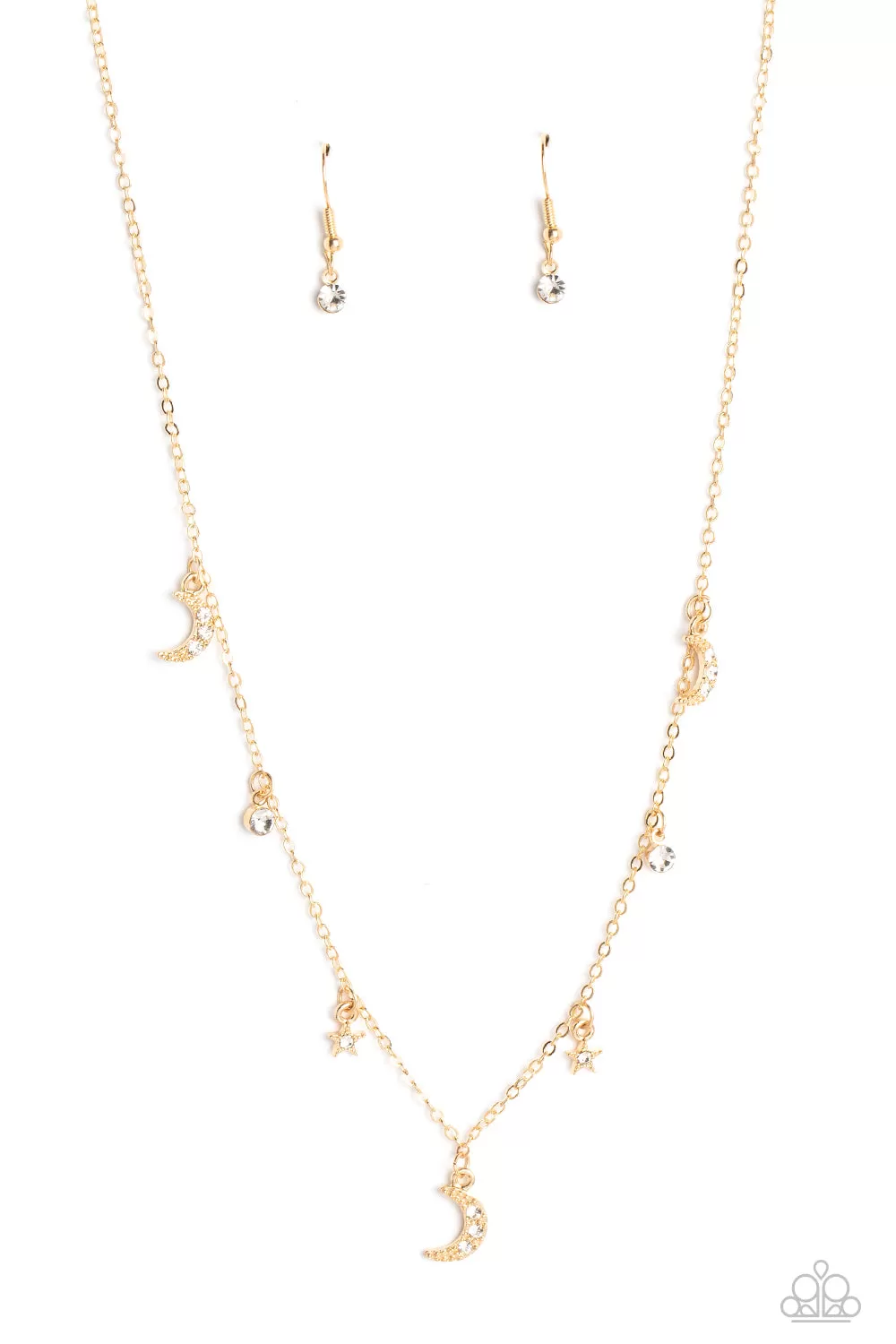 Paparazzi Lunar Lagoon - Gold Cosmic Collection Dainty Necklace