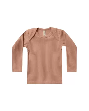 Ribbed Longsleeve Lap Tee – Terracotta