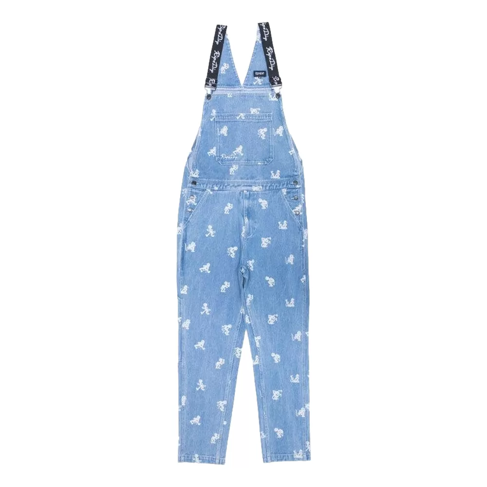 RIPNDIP DANCE PARTY DENIM OVERALLS-MEDIUM WASH