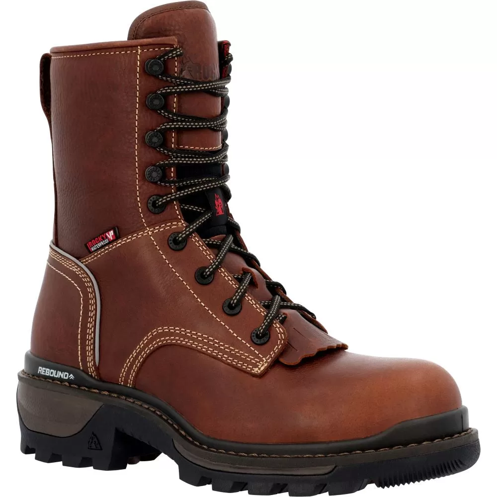 'Rocky' Men's 9" Rams Horn EH WP Logger Soft Toe - Brown