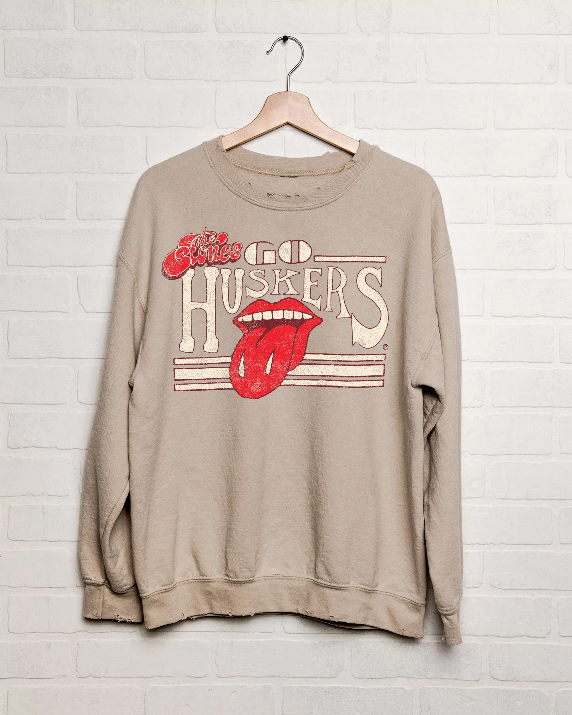 Rolling Stones Go Huskers Stoned Sand Thrifted Sweatshirt