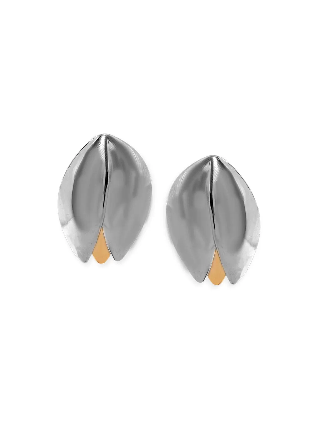 Rubans Voguish Nature's Whispers: Silver Tone Leaf Pattern Earrings