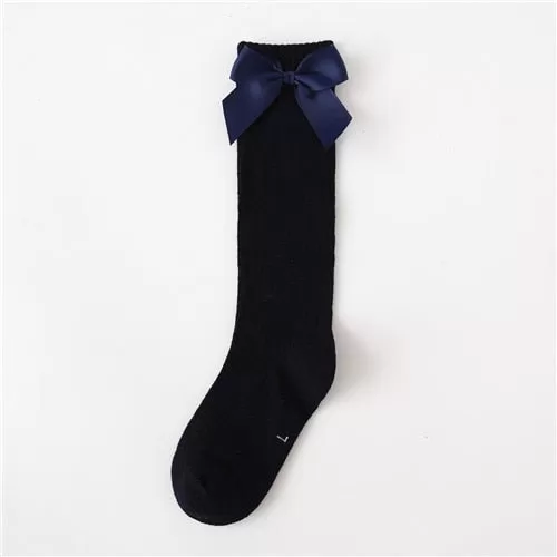 Seasonal Elegance: Delicate Bow Adorned Knee High Socks for Girls