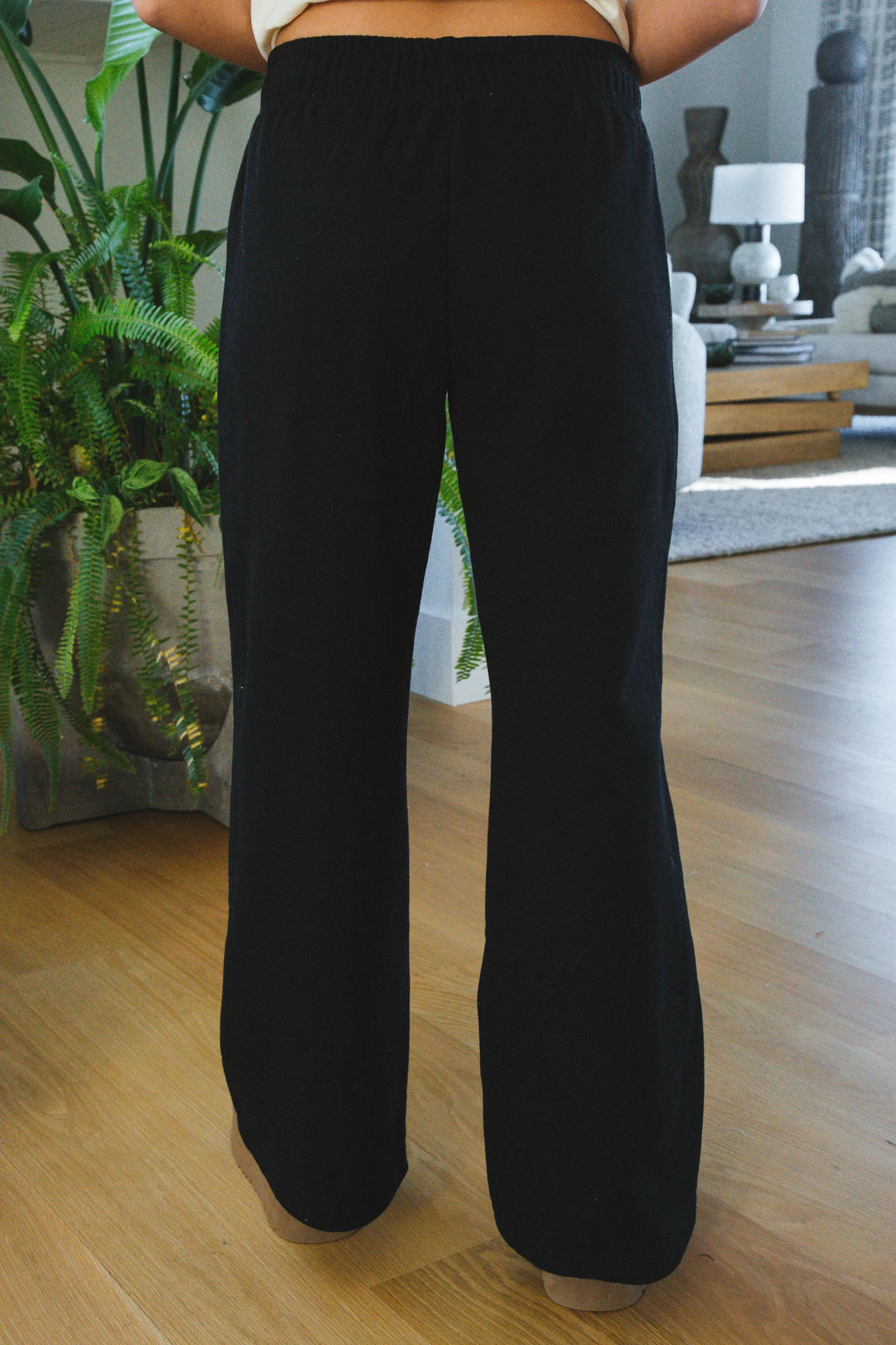 Simone Mid Rise Wide Leg Sweatpants, Black