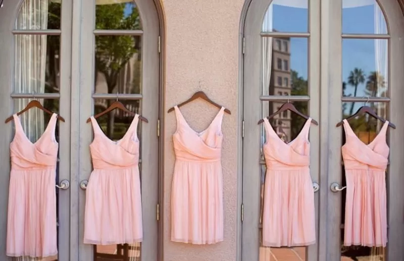 Simple V-neck Princess Short Chiffon Bridesmaid Dress