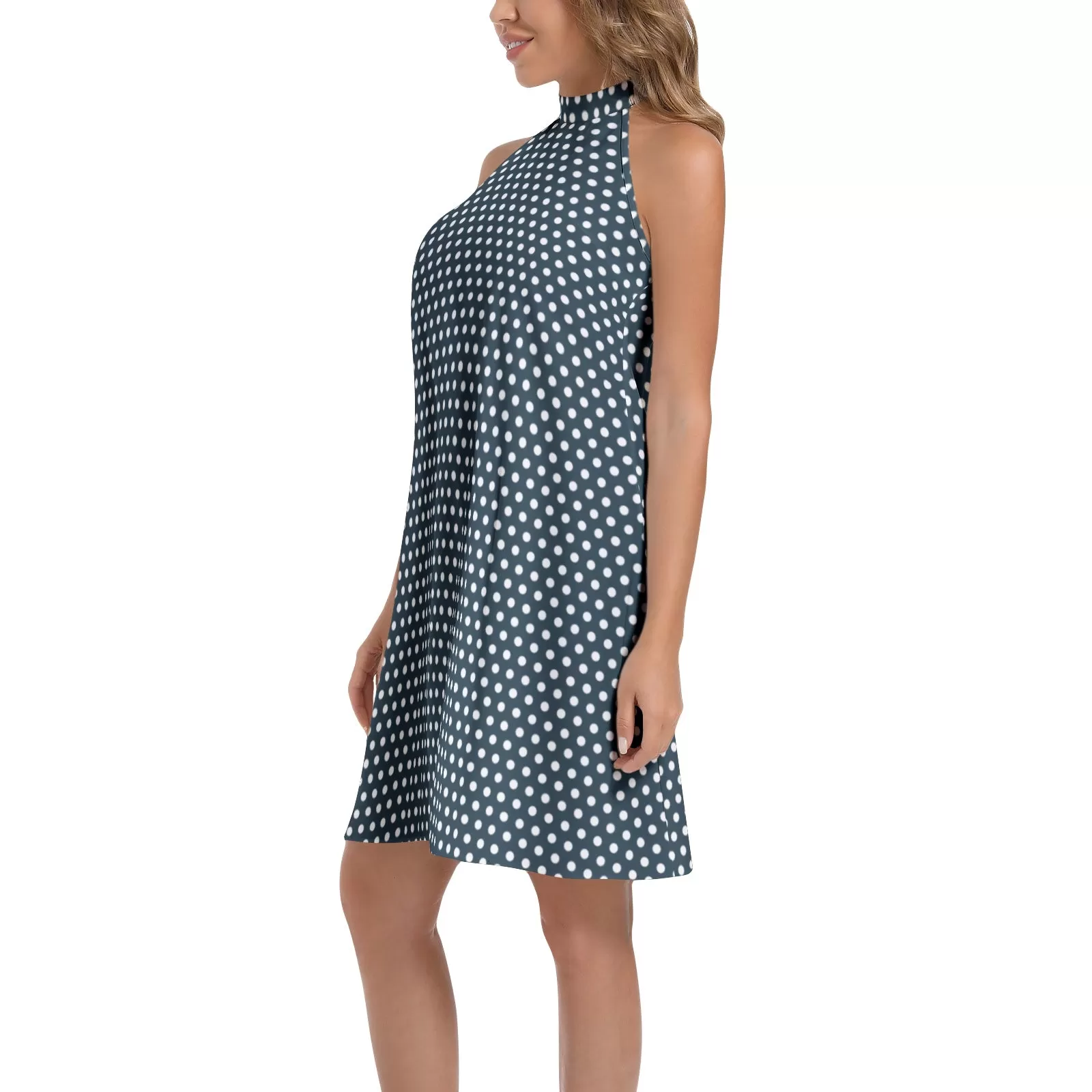 Storm Polka Dot Tie Back Halter Neck Flared Dress