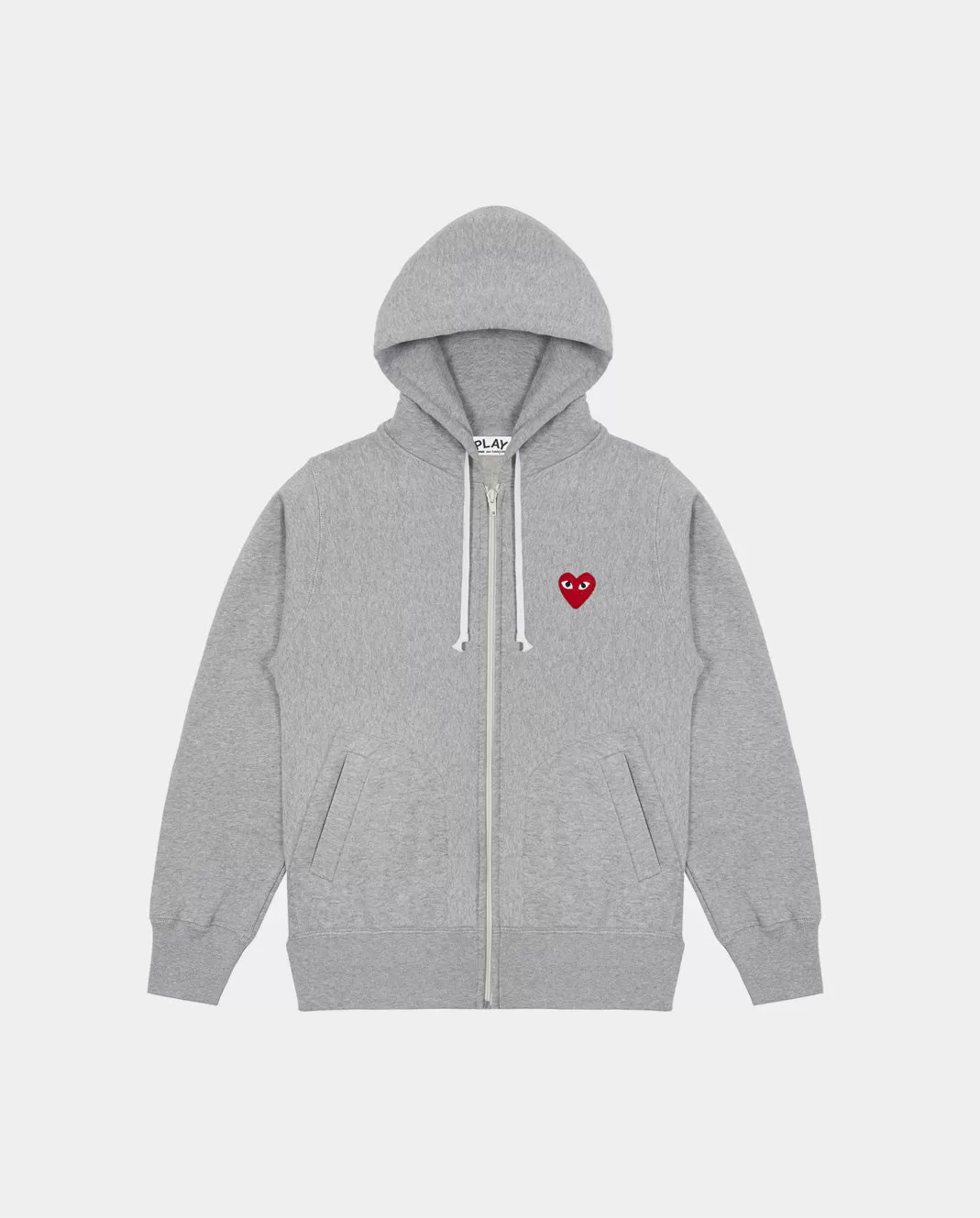 T168 RED HEART ZIP UP HOODIE /GREY