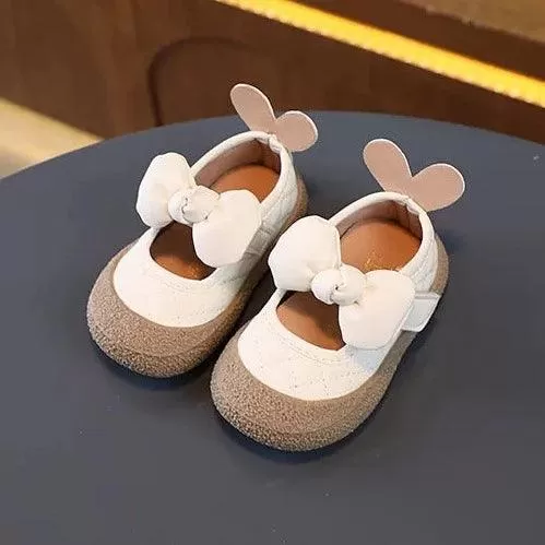 TF404 Toddler Girl Casual Shoes with Rabbit Ears: Soft Bottom, Flat