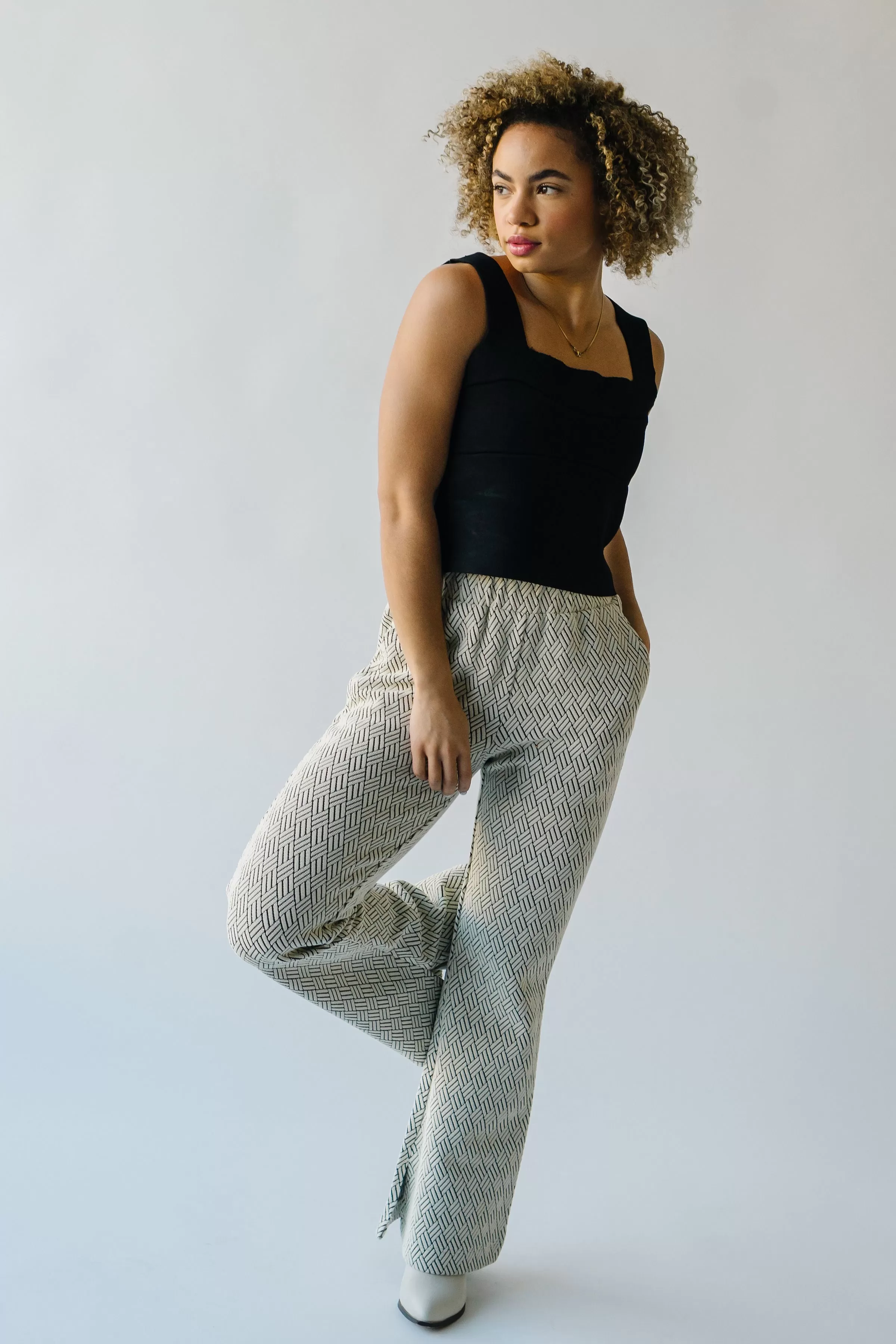 The Pugh Wide Leg Pant in Patterned Grey