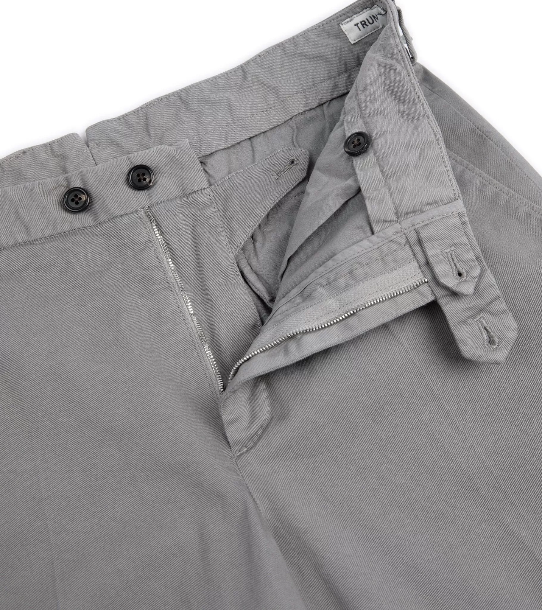 Trunk Welbeck Flat Front Cotton Trousers: Grey