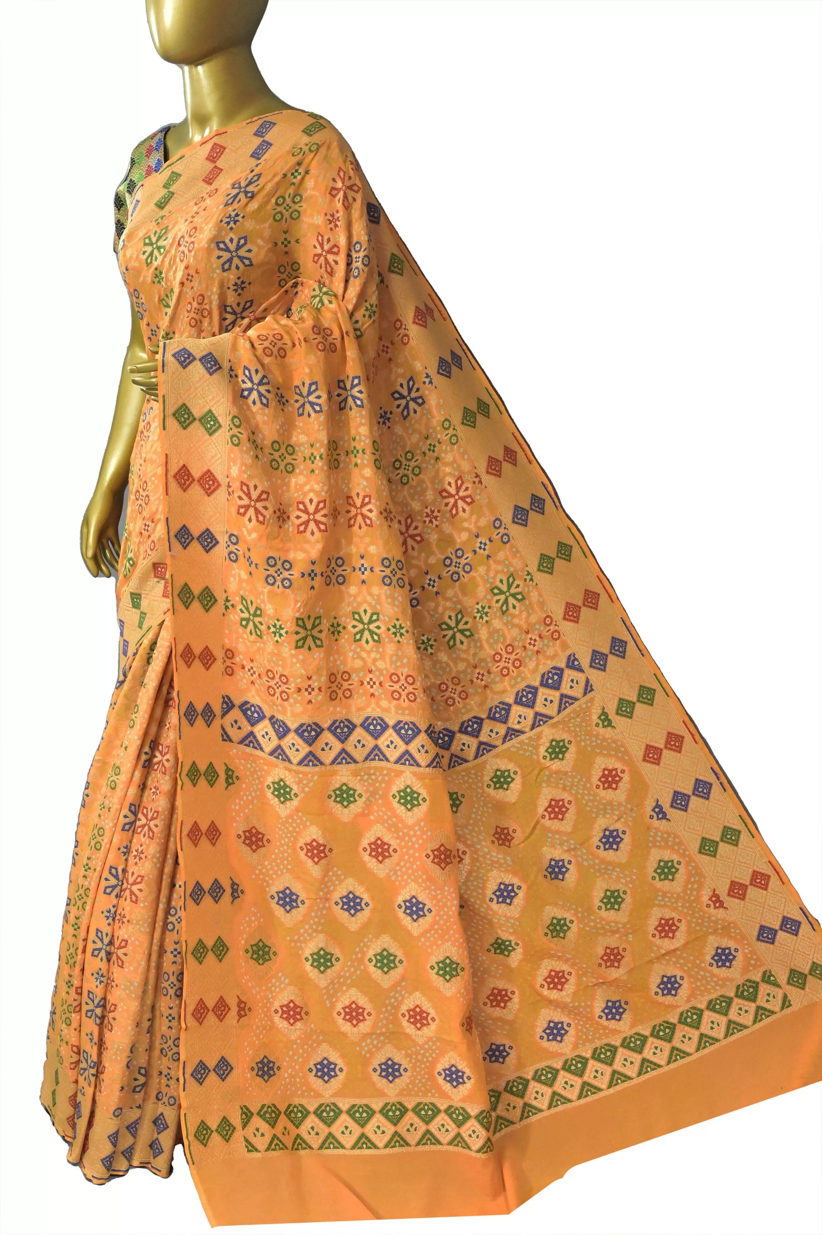 Turmeric Yellow Color Pure Khaddi Georgette Banarasi with Meenakari Hand Bandhani Work