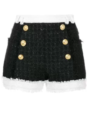 Tweed Black   White Shorts