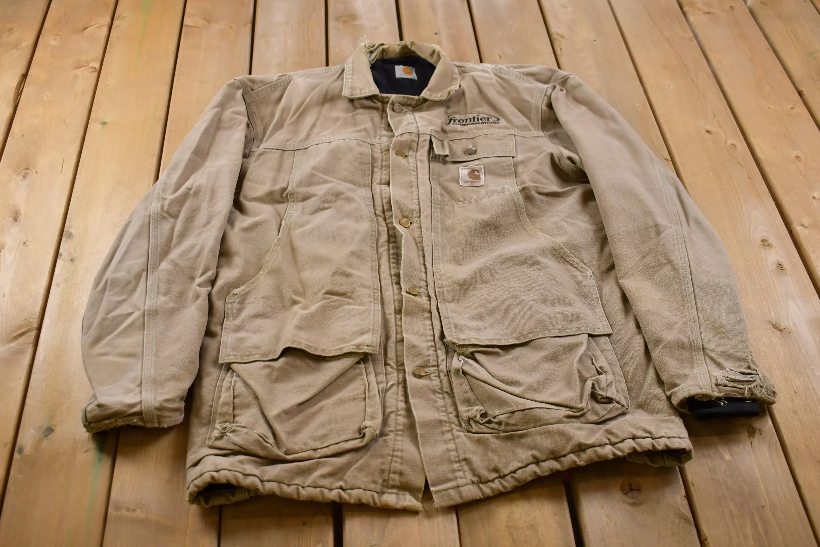 Vintage 1990&#39;s Carhartt Work Jacket / Workwear / Streetwear / Quilt Lined Jacket / Distressed Carhartt / Union Made /