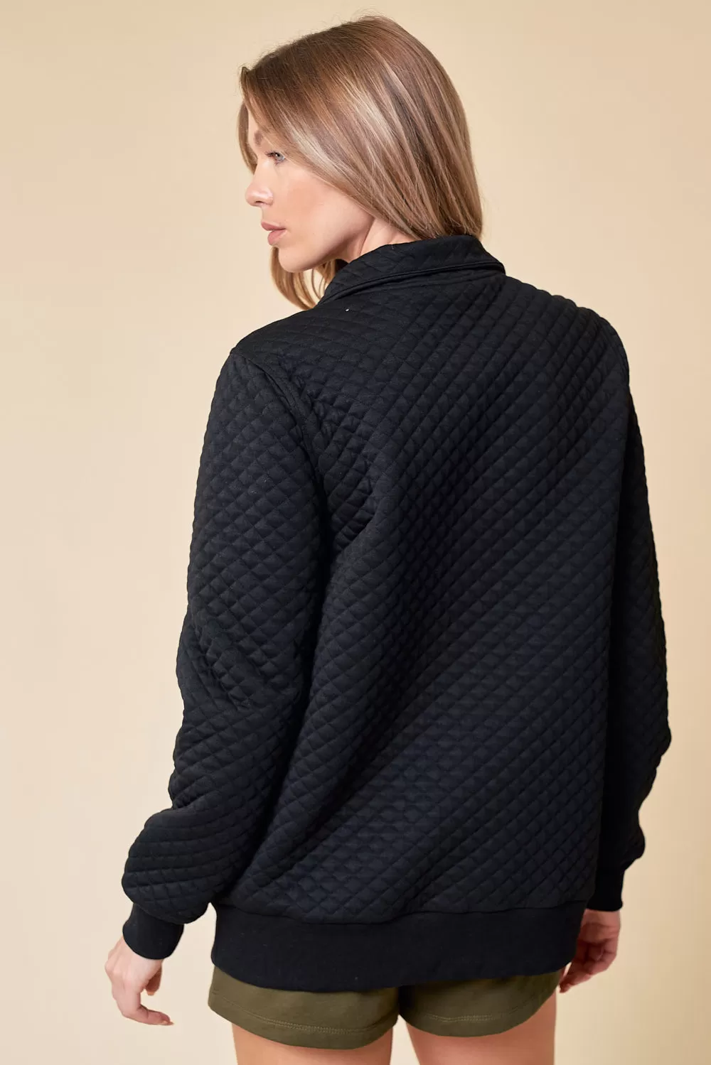 You're My Destiny Quilted Pullover - Black